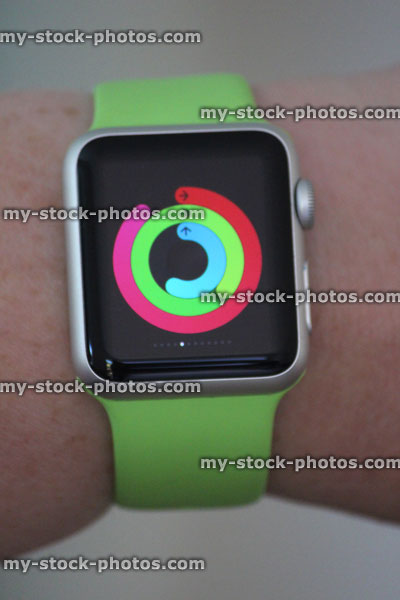 Stock image of Apple Watch Sport model, exercise and calorie counter mode