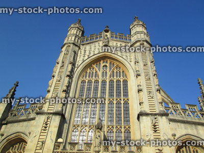 Stock image of Bath Abbey, Anglican parish church, Bath, Somerset, England