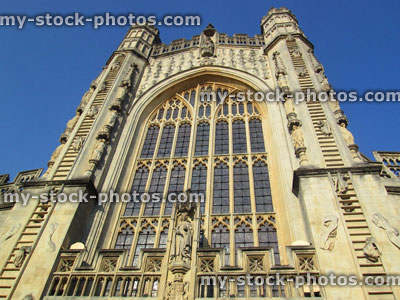 Stock image of Bath Abbey, Anglican parish church, Bath, Somerset, England