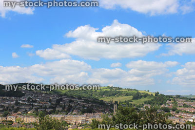 Stock image of cityscape of Bath city, Somerset, England, countryside views