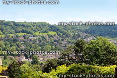 Stock image of outskirts of Bath city, with countryside scenery