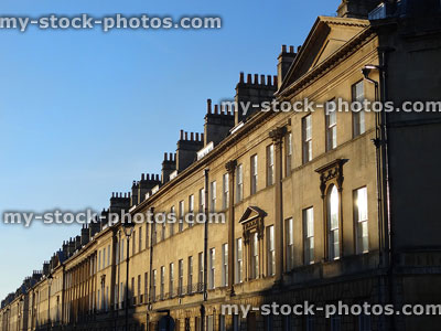Stock image of Georgian architecture, Bath stone terraced town houses along street