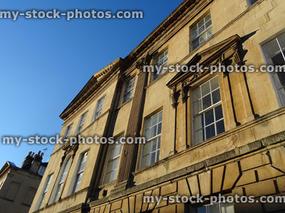 Stock image of elegant Georgian architecture of golden Bath stone townhouse