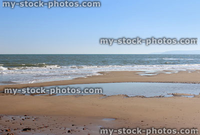 Stock image of sandy beach and seaside at Bournemouth, Dorset, England
