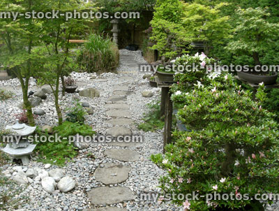 Stock image of stepping stones pathway in Japanese garden