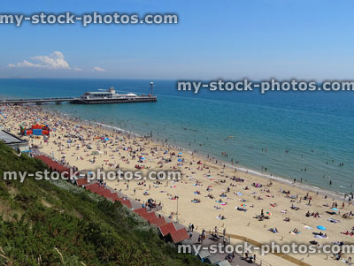 Stock image of Bournemouth beach, seafront and promenade in summer holiday season