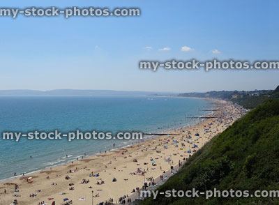 Stock image of Bournemouth beach clifftop view on coastline / summer seafront