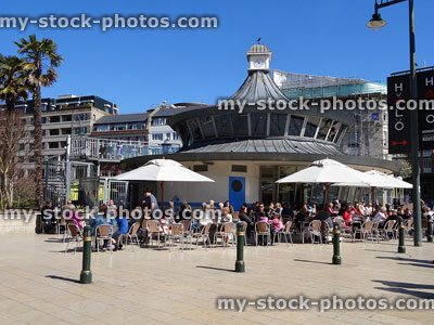 Stock image of central Bournemouth Camera Obscura cafe, al fresco pavement dining