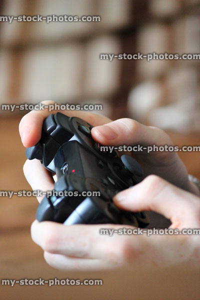 Stock image of video game controller without wires / wireless, joystick buttons