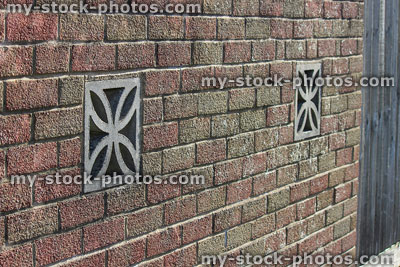 Stock image of wall with air bricks, ornamental concrete vent blocks