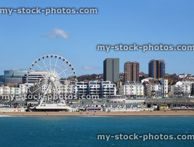 Stock image of beach, sea, big wheel, seaside skyline of Brighton