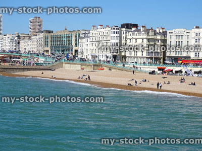 Stock image of Brighton seafront, beach, shops, tourists and holidaymakers