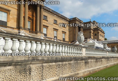 Stock image of Buckingham Palace rear view / back, at garden party