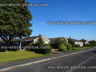 Stock image of modern bungalows designed for retired pensions / seniors housing