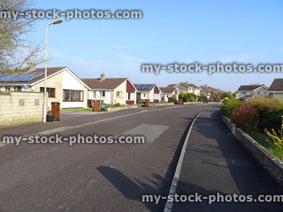 Stock image of cul de sac with bungalow housing estate for seniors / pensioners