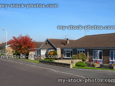 Stock image of bungalows offering single-storey houses / living for retired pensioners