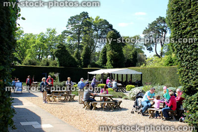 Stock image of al fresco dining, people enjoy picnics in New Forest
