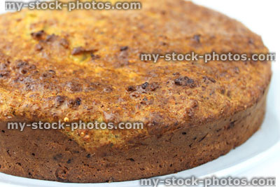 Stock image of homemade apple and walnut fruit cake, carrot cake