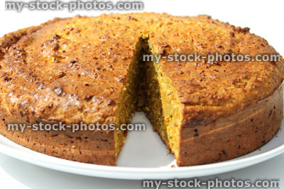 Stock image of homecade carrot and walnut cake, healthy vegetable cake