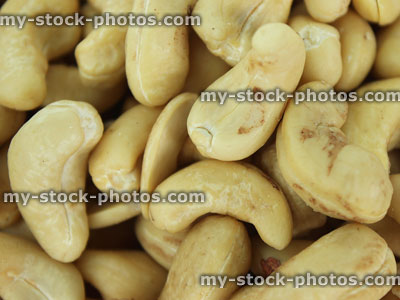 Stock image of cashew nuts, pile of cashews, healthy eating, snacking