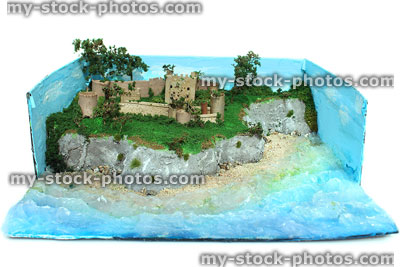 Stock image of model Norman castle made for school history project