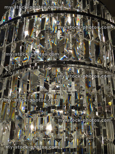 Stock image of modern crystal chandelier light with sparkling rectangular cut glass