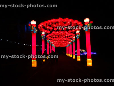 Stock image of illuminated Chinese lantern walkway, Festival of Light