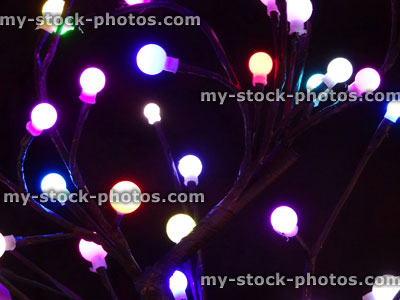 Stock image of defocused white Christmas cherry lights background, bokeh