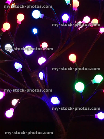 Stock image of defocused white Christmas cherry lights background, bokeh