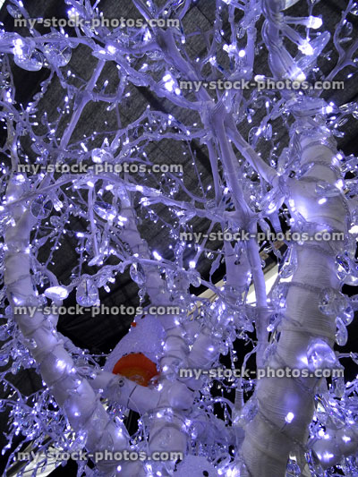 Stock image of Christmas tree fairy lights, twinkling xmas lights, silver birch