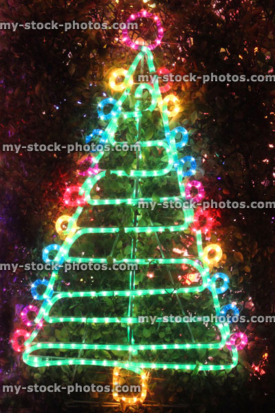 Stock image of Christmas tree lights, neon rope light Christmas tree fairy lights