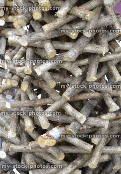 Stock image of interlocking, crossing twigs / branches making wooden Christmas tree tower