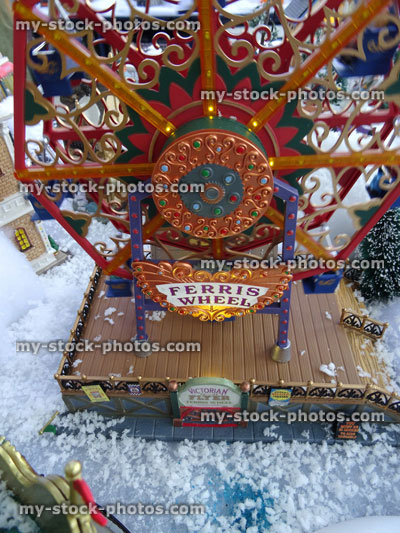 Stock image of model Christmas village with Ferris Wheel 