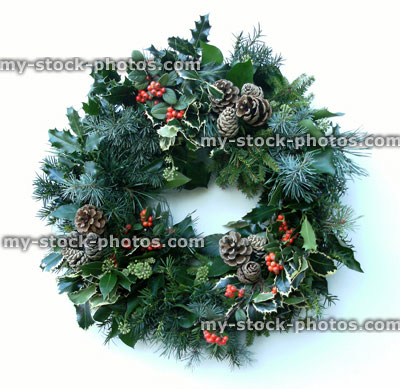 Stock image of an isolated Christmas wreath