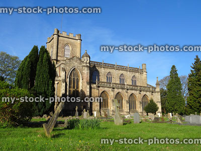 Stock image of Christ Church and graveyard cemetery, Frome, Somerset, England
