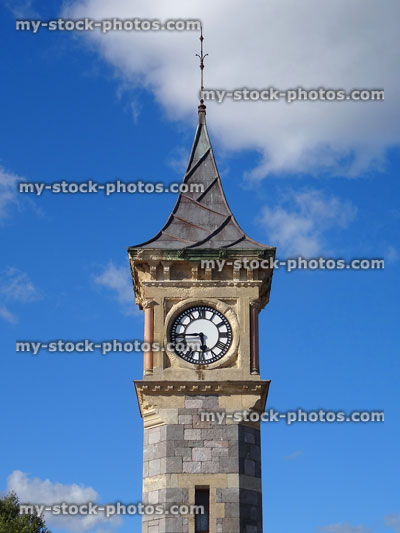 Stock image of stone, Diamond Jubilee clock tower in Exmouth, England<br />
