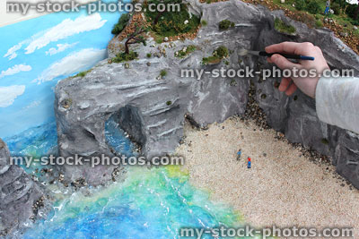 Stock image of painting cliffs grey on coastal erosion homework model