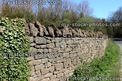 Stock image of dry stone wall in a country lane