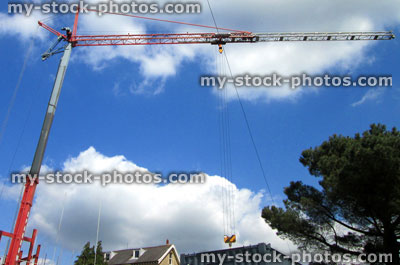 Stock image of construction site with building work and large crane