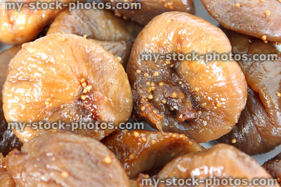 Stock image of pile of dried figs / fruit, sweet healthy, dried fruit
