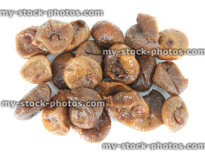 Stock image of pile of dried figs / fruit, healthy snack food