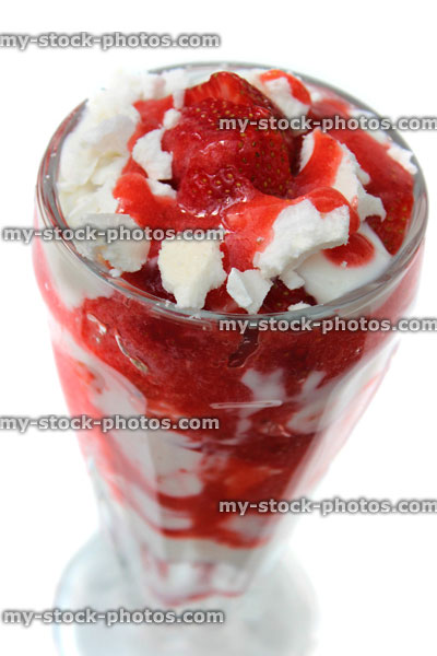Stock image of Eton mess desert, strawberries, cream, meringue, mixed together