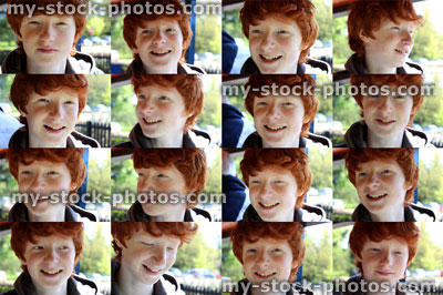 Stock image of composite with multiple faces of young boy / child actor