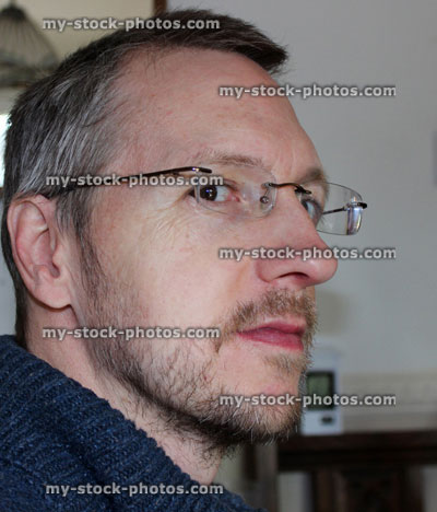 Stock image of human face with facial hair