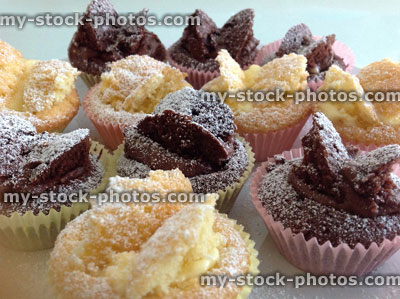 Stock image of a group of homemade fairy cakes (close up)