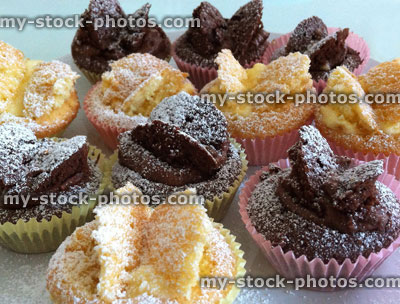 Stock image of homemade fairy cakes / butterfly cakes, chocolate and vanilla