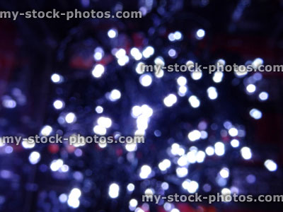 Stock image of defocused white Christmas lights background, bokeh