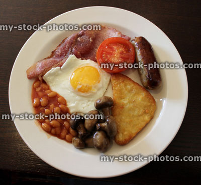 Stock image of freshly cooked fried Full English breakfast