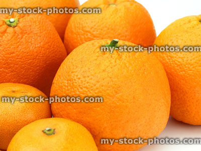 Stock image of fresh oranges / citrus fruit, isolated on white background