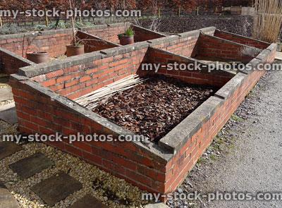 Stock image of cold frame in allotment garden, to harden off plants